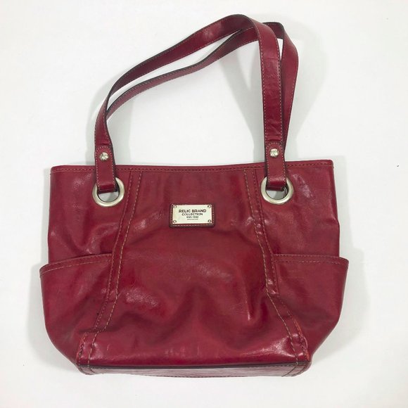 EUC Vintage Relic Burgundy Faux Leather Shoulder B - Picture 3 of 7